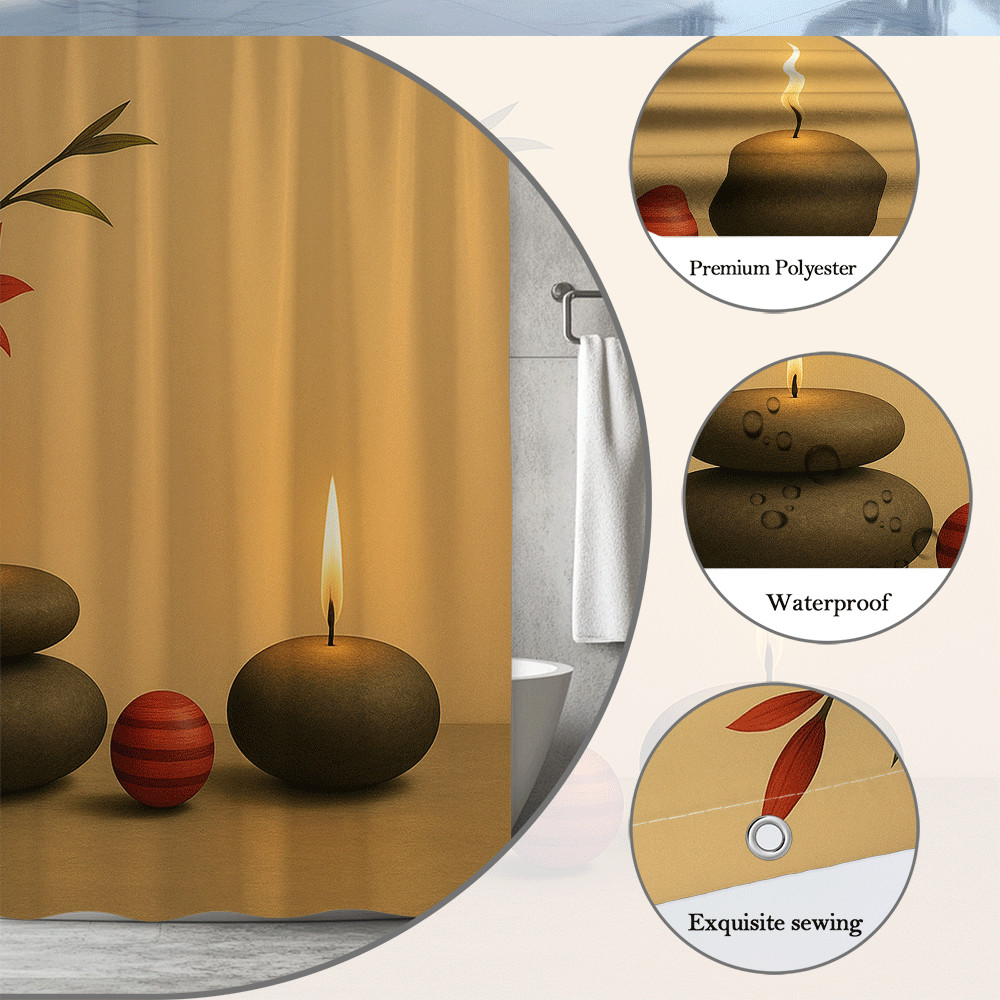 Custom Printed Bath Curtain — custom printed polyester bath curtain detail view
