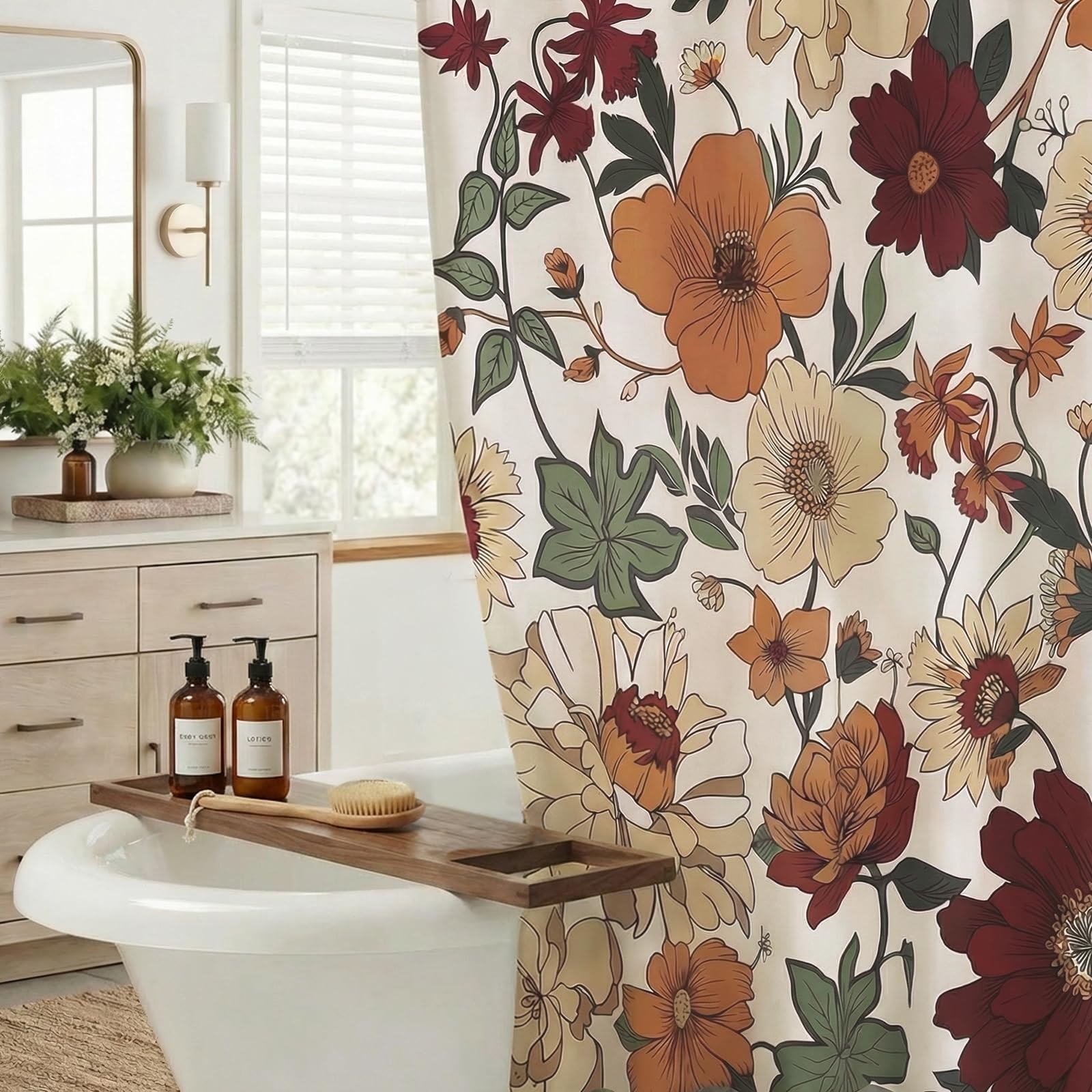 Custom Printed Bath Curtain — custom printed polyester bath curtain detail view