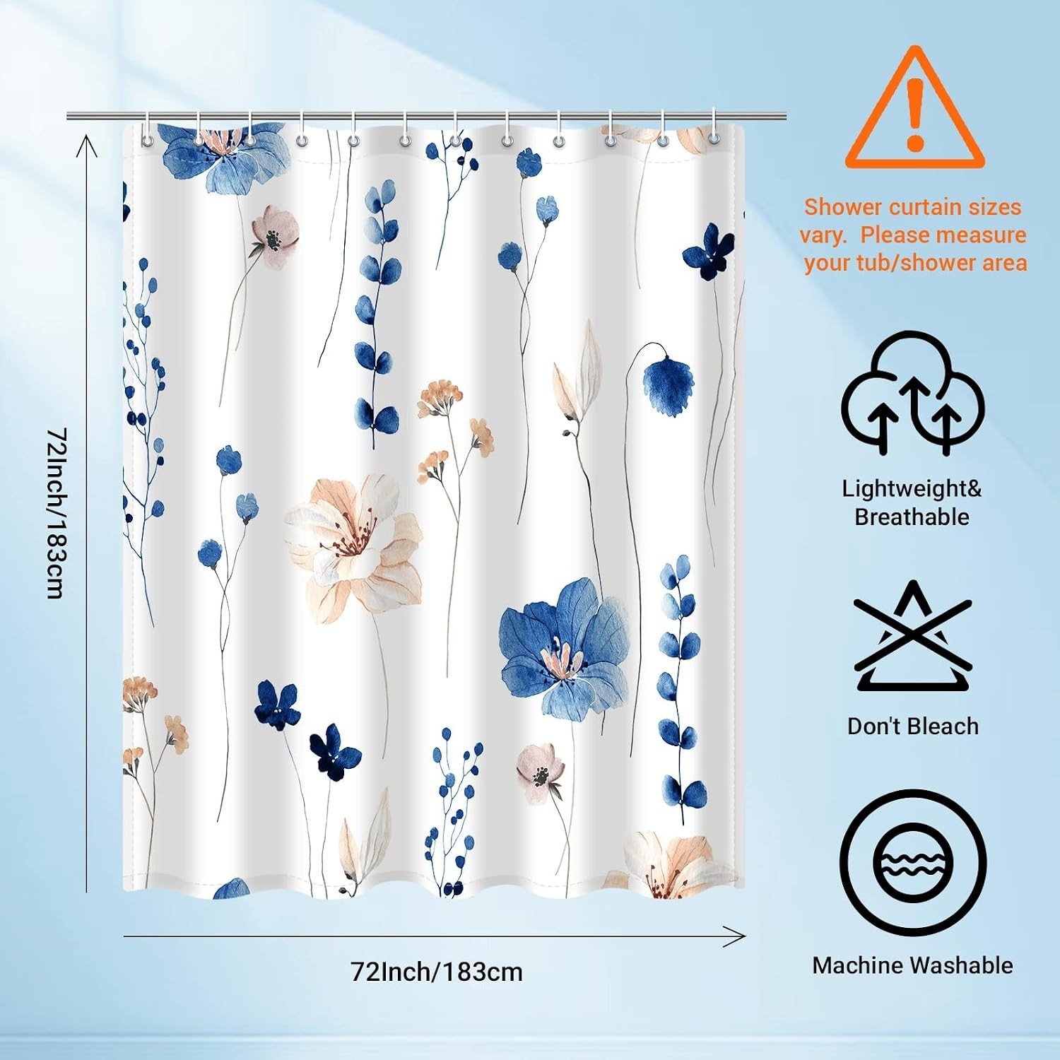 Custom Printed Bath Curtain — custom printed polyester bath curtain detail view