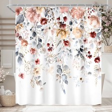 Floral Coral Pink Colorful Blue 72"W x 72"L (Pack of 1), A 03 Navy — custom printed polyester bath curtain