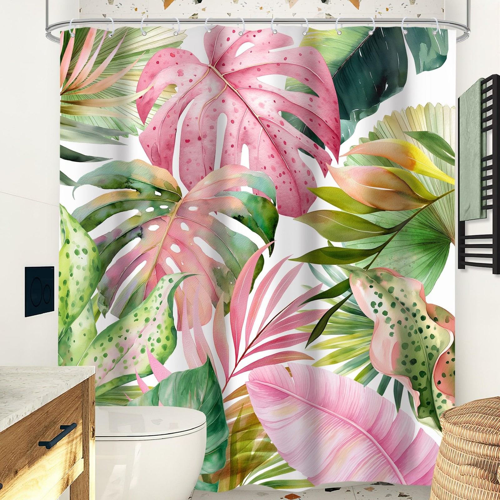 Custom Printed Bath Curtain — custom printed polyester bath curtain detail view