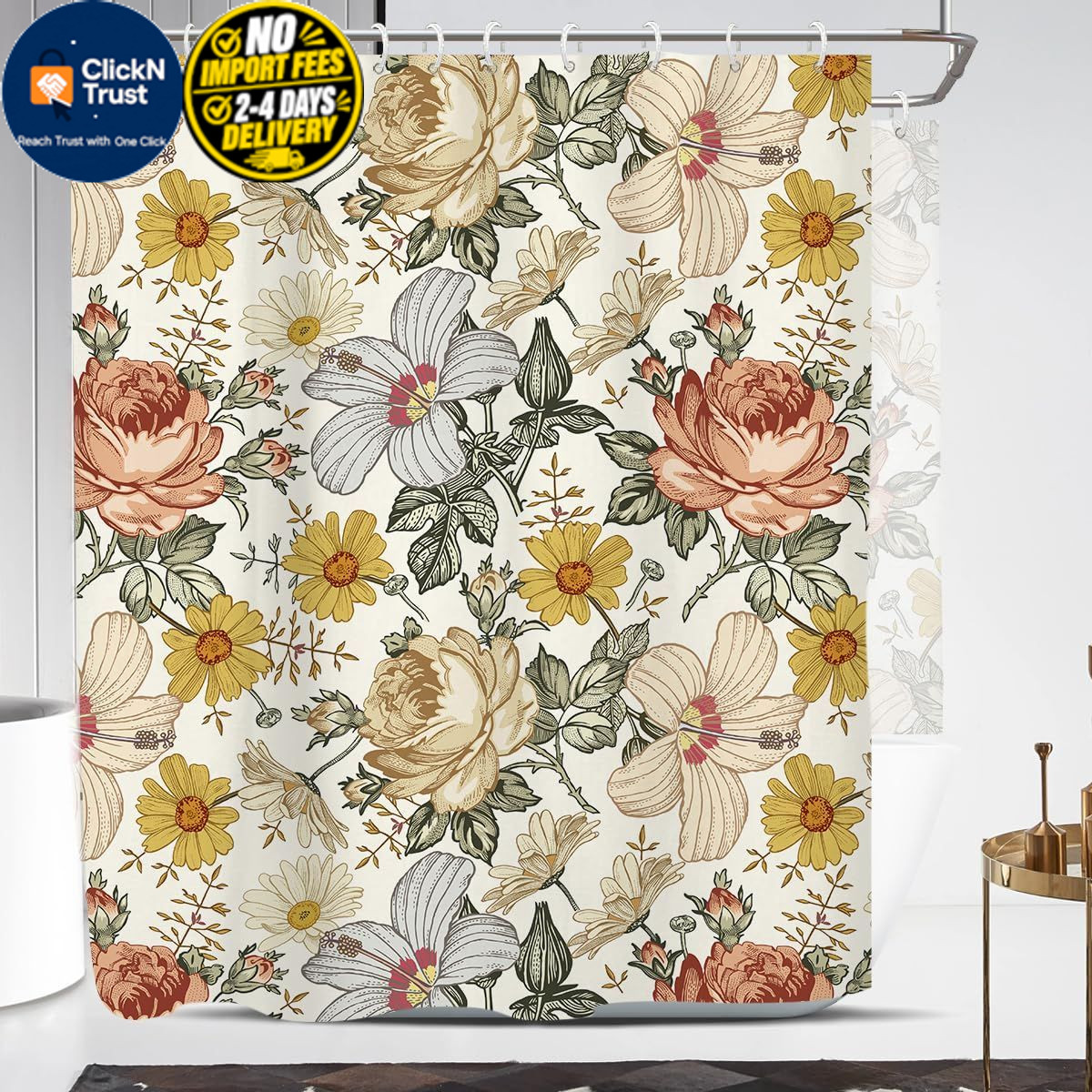 Custom Printed Bath Curtain — custom printed polyester bath curtain