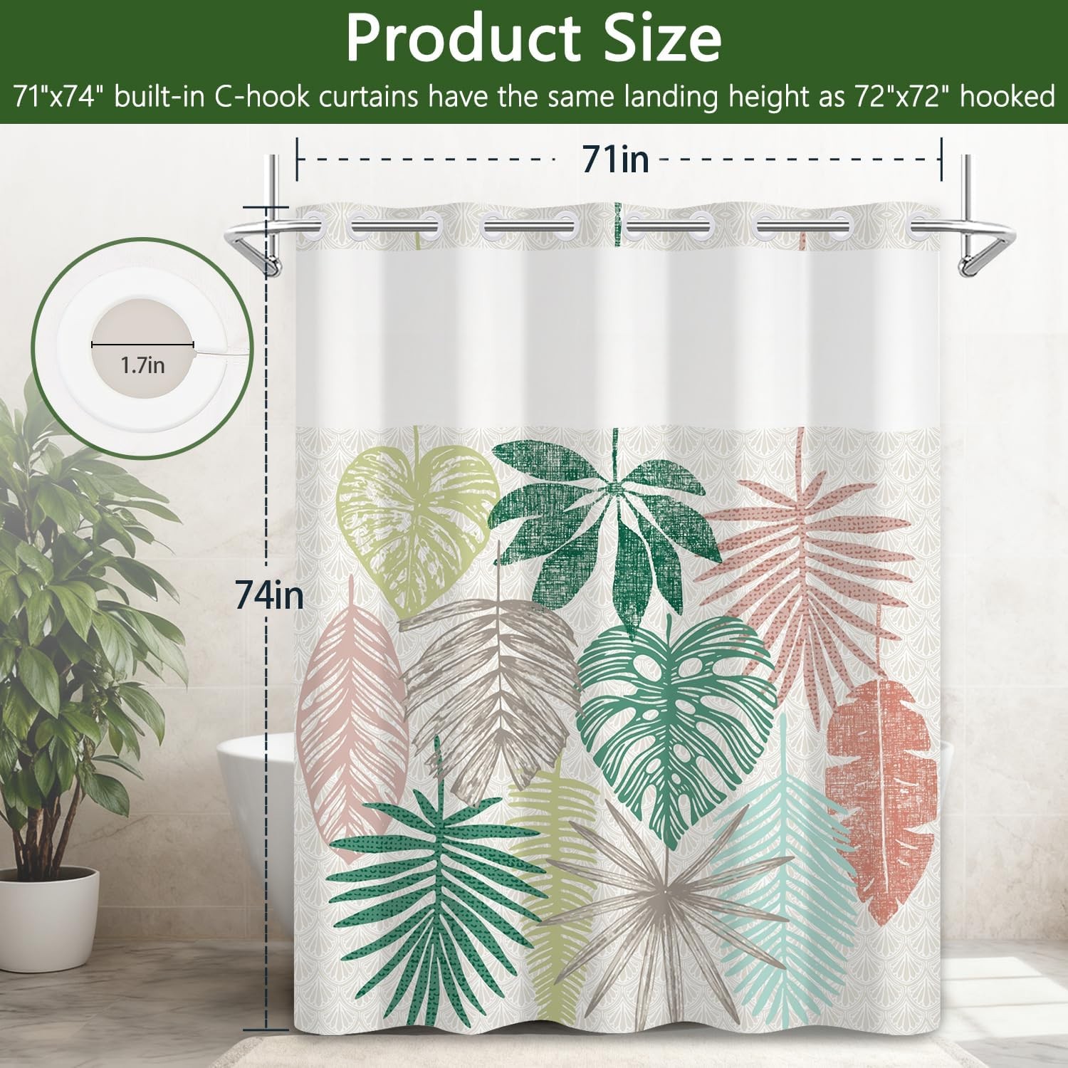 Custom Printed Bath Curtain — custom printed polyester bath curtain detail view