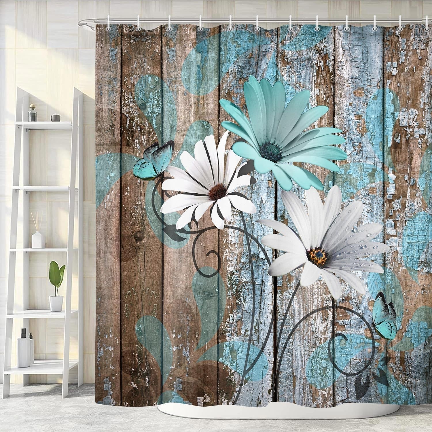 Custom Printed Bath Curtain — custom printed polyester bath curtain detail view