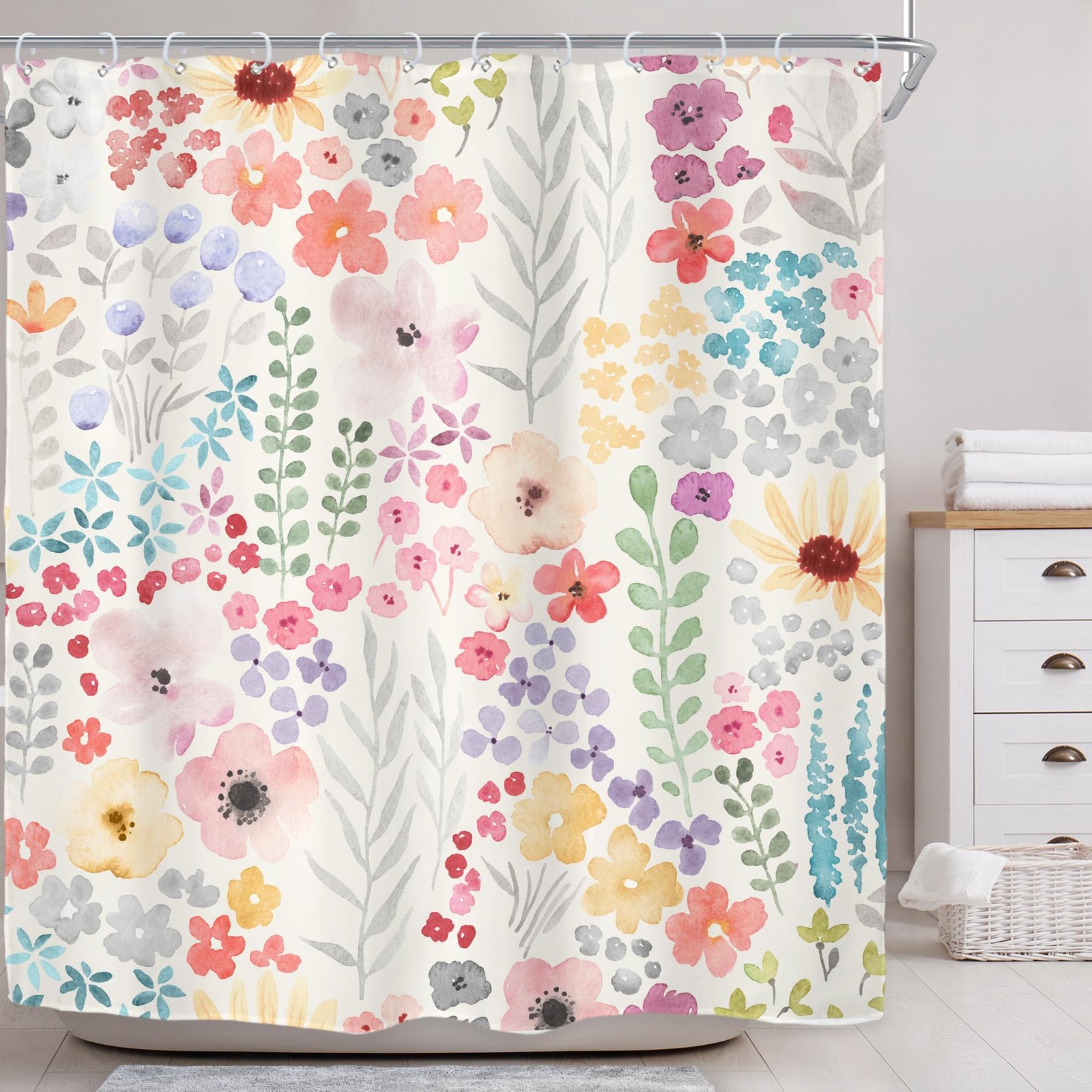 Custom Printed Bath Curtain — custom printed polyester bath curtain detail view