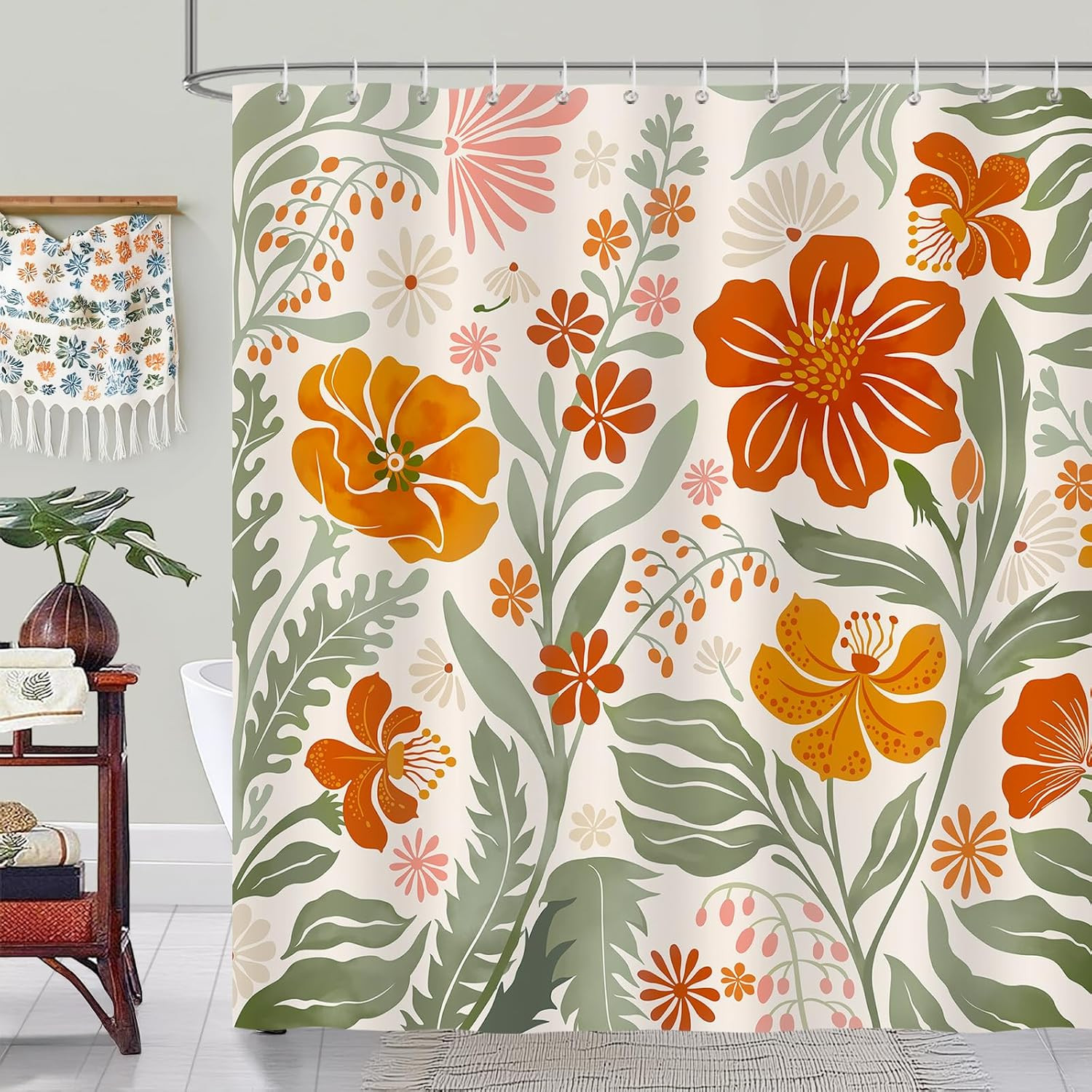 Custom Printed Bath Curtain — custom printed polyester bath curtain detail view