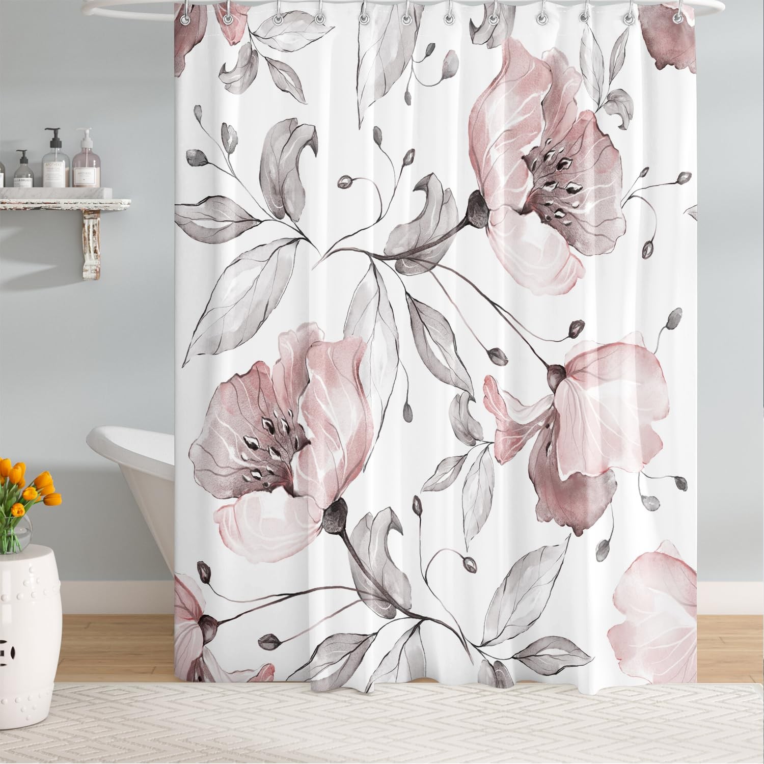 Custom Printed Bath Curtain — custom printed polyester bath curtain detail view