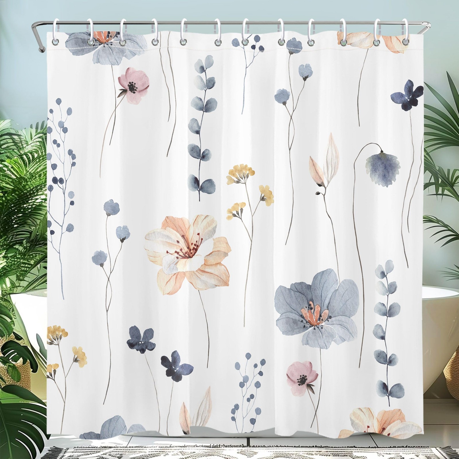 Custom Printed Bath Curtain — custom printed polyester bath curtain detail view