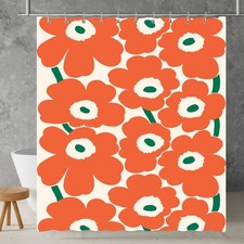 Scandinavian Floral Shower Curtain Waterproof Fabric Polyester Bath Decor Custom — custom printed polyester bath curtain