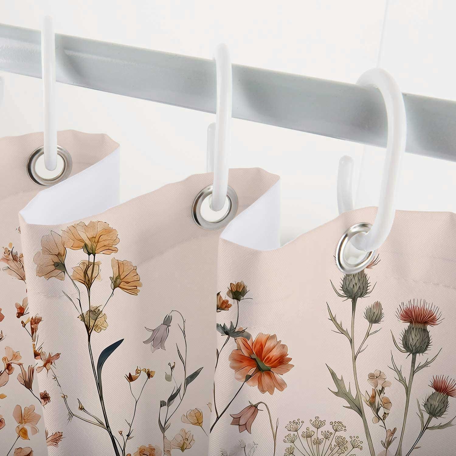 Custom Printed Bath Curtain — custom printed polyester bath curtain detail view