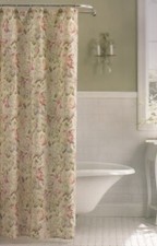 Flower ~ Hampton Gardens Microfiber Fabric Shower Curtain (#EBRTR~0176) — custom printed polyester bath curtain