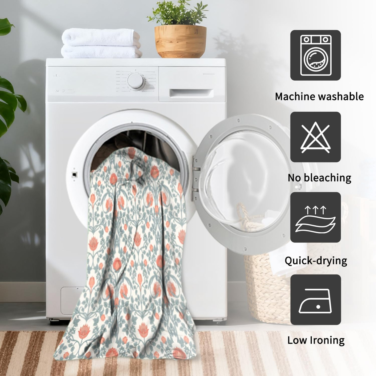 Custom Printed Bath Curtain — custom printed polyester bath curtain detail view
