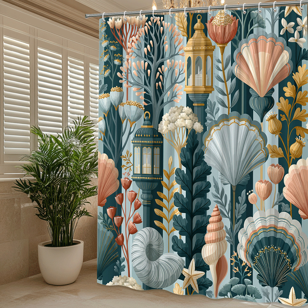 Custom Printed Bath Curtain — custom printed polyester bath curtain detail view