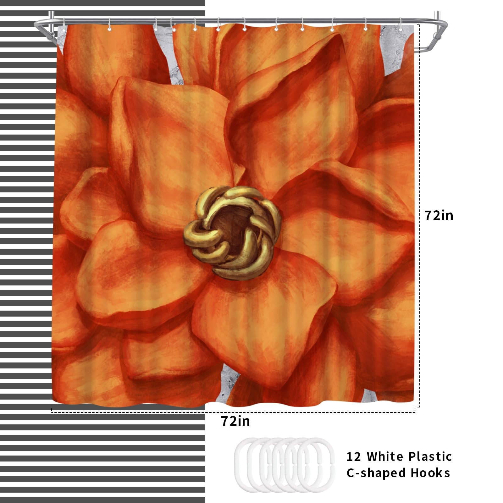 Custom Printed Bath Curtain — custom printed polyester bath curtain detail view