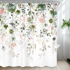 Pink Floral Flower Shower Curtain 72Wx72L Inch 72"W x 72"L (Pack of 1) Green — custom printed polyester bath curtain