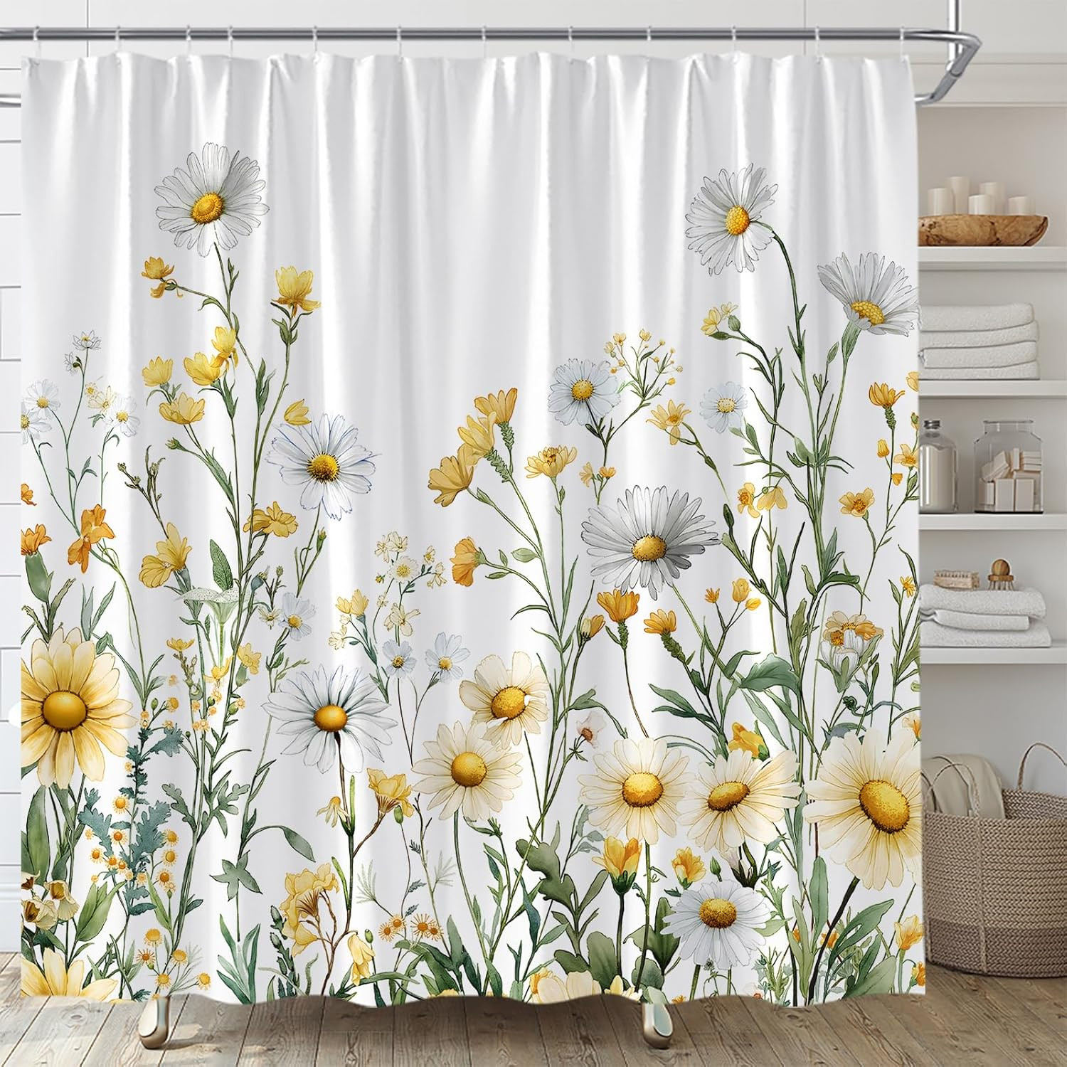 Custom Printed Bath Curtain — custom printed polyester bath curtain detail view