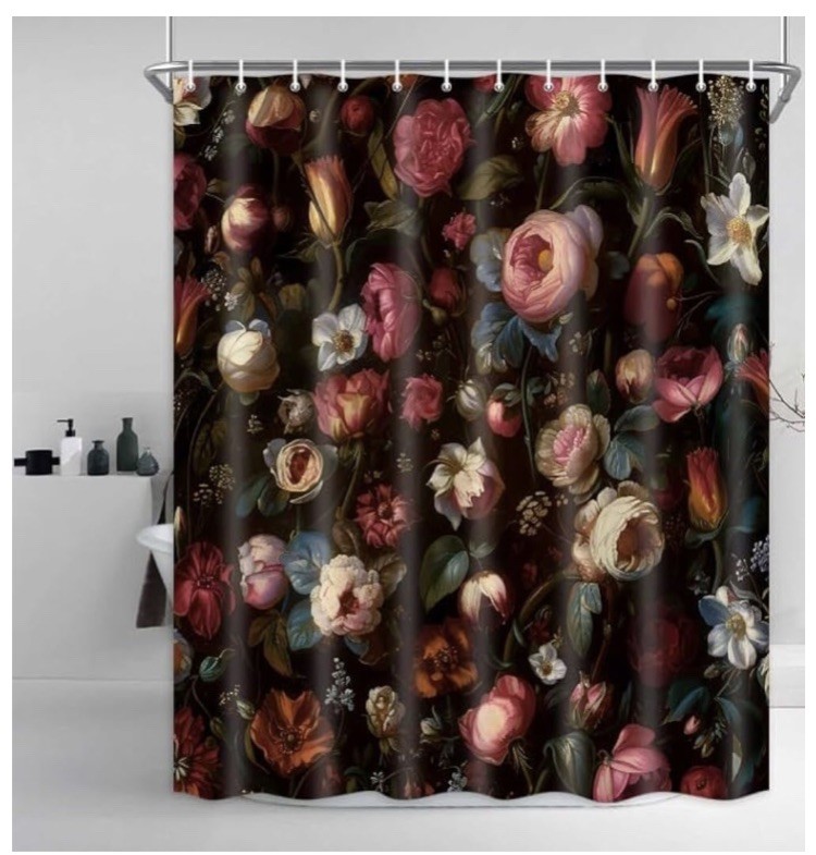 Custom Printed Bath Curtain — custom printed polyester bath curtain detail view