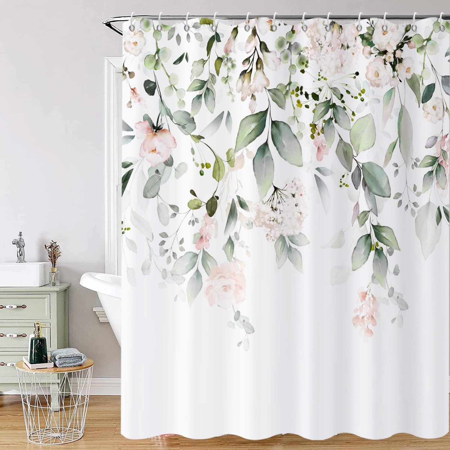 Custom Printed Bath Curtain — custom printed polyester bath curtain detail view