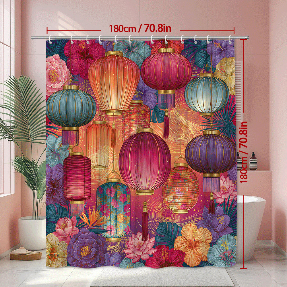 Custom Printed Bath Curtain — custom printed polyester bath curtain detail view