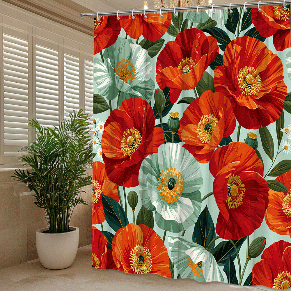 Custom Printed Bath Curtain — custom printed polyester bath curtain detail view