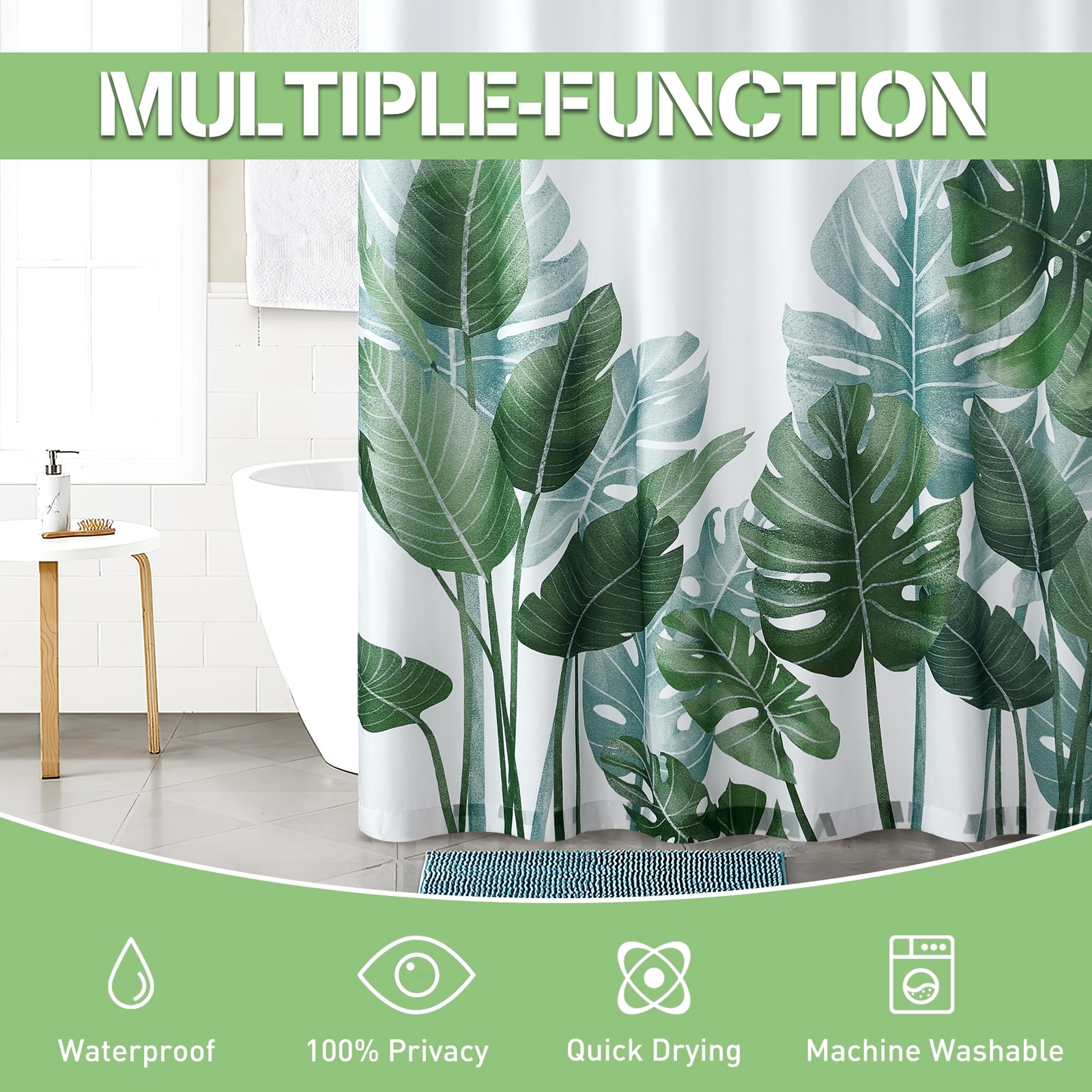 Custom Printed Bath Curtain — custom printed polyester bath curtain detail view