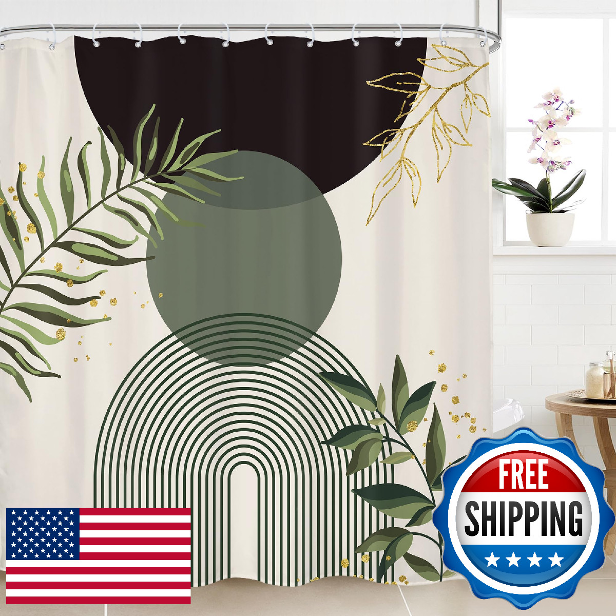 Custom Printed Bath Curtain — custom printed polyester bath curtain