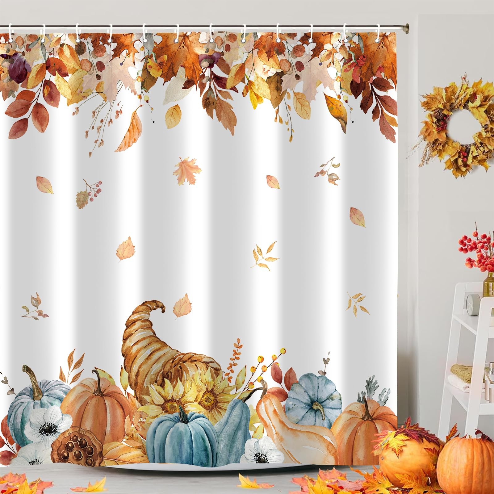 Custom Printed Bath Curtain — custom printed polyester bath curtain detail view