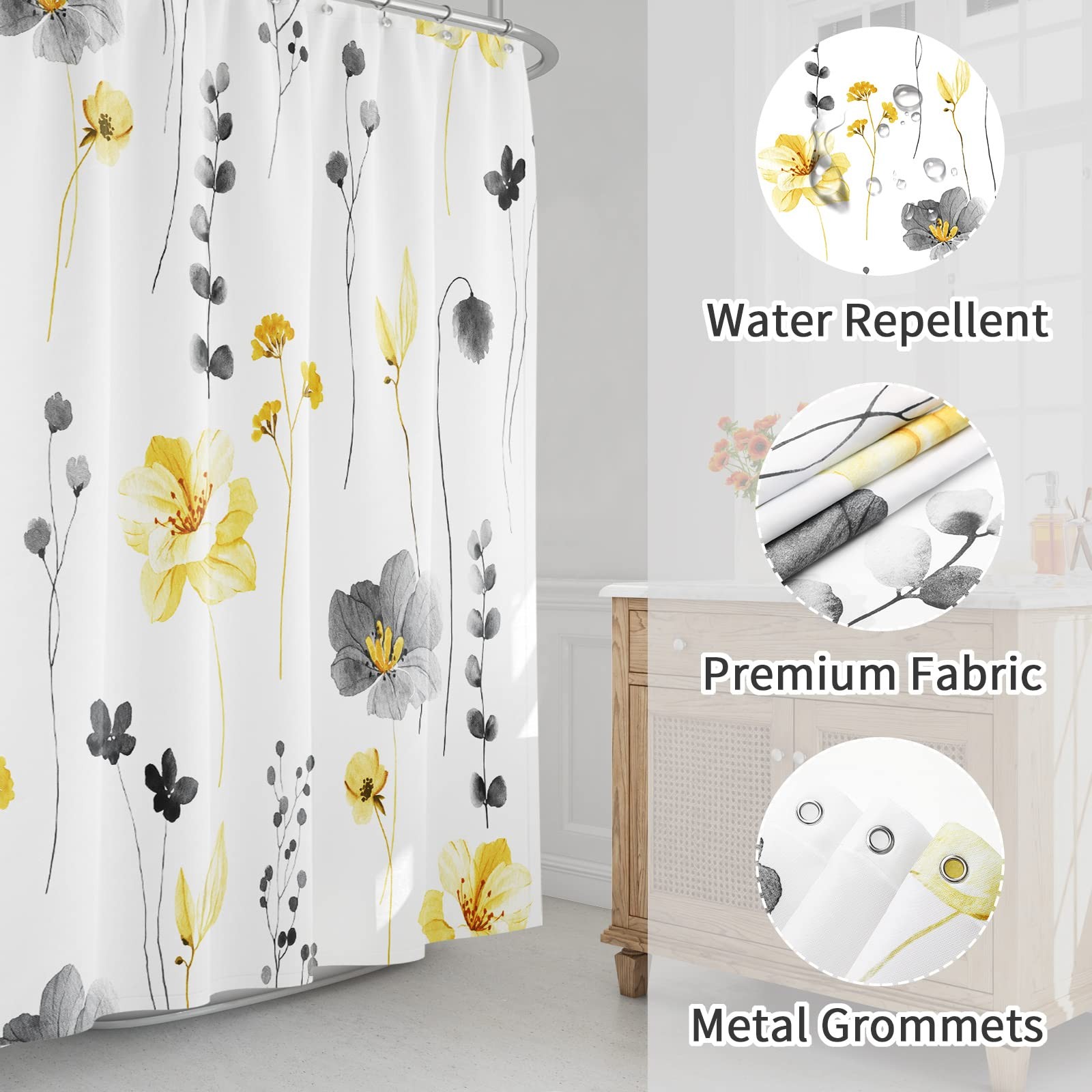 Custom Printed Bath Curtain — custom printed polyester bath curtain detail view