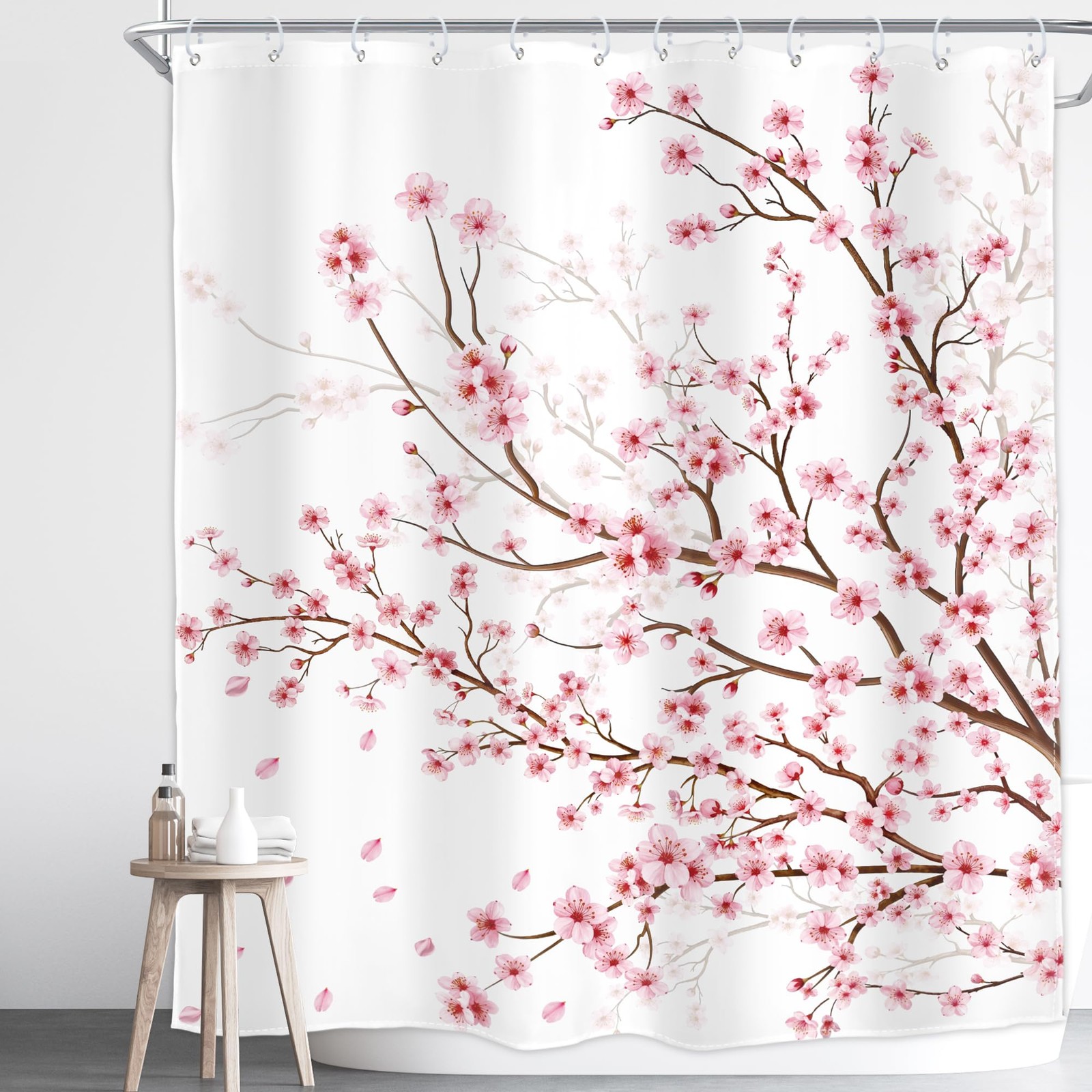 Custom Printed Bath Curtain — custom printed polyester bath curtain detail view