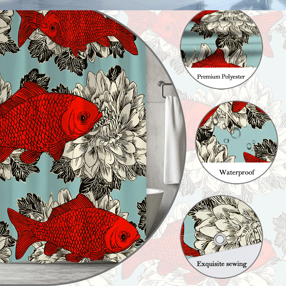 Custom Printed Bath Curtain — custom printed polyester bath curtain detail view