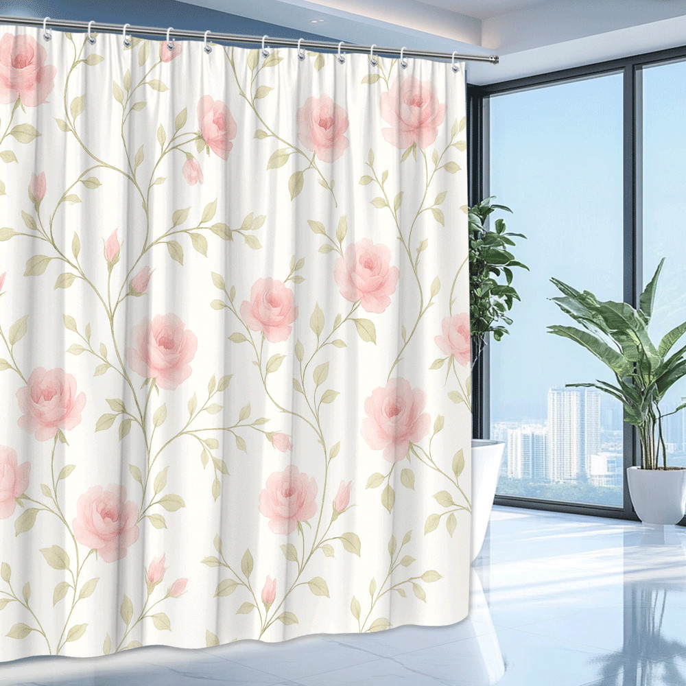 Custom Printed Bath Curtain — custom printed polyester bath curtain detail view