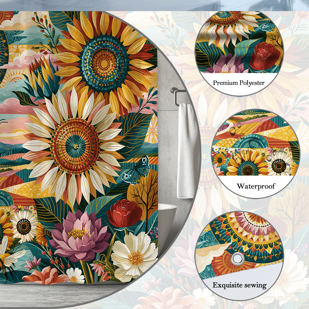 Custom Printed Bath Curtain — custom printed polyester bath curtain detail view