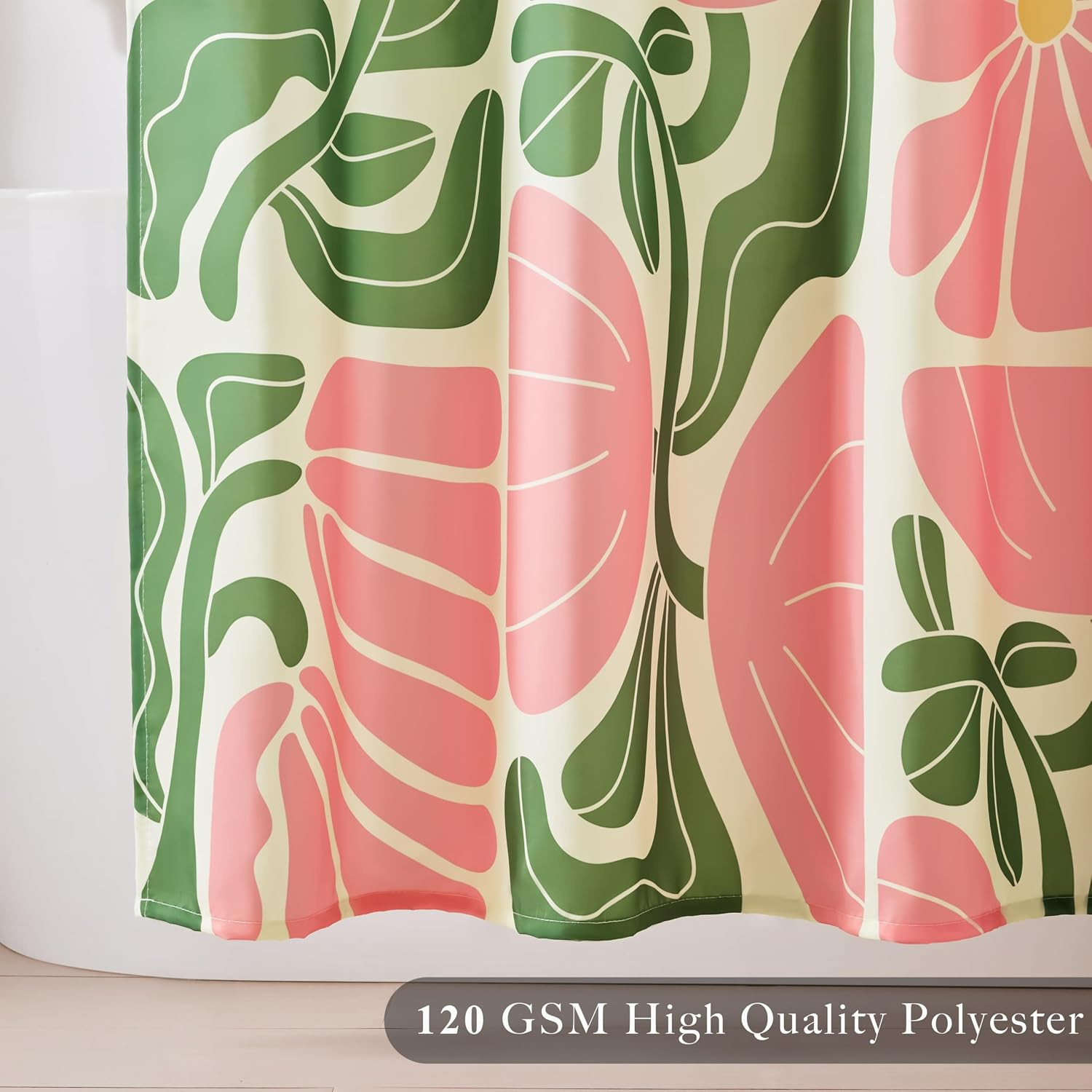 Custom Printed Bath Curtain — custom printed polyester bath curtain detail view