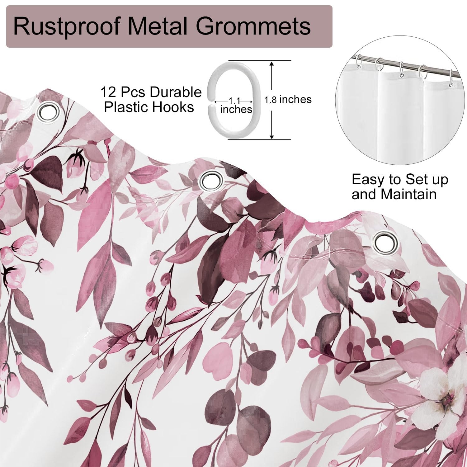 Custom Printed Bath Curtain — custom printed polyester bath curtain detail view
