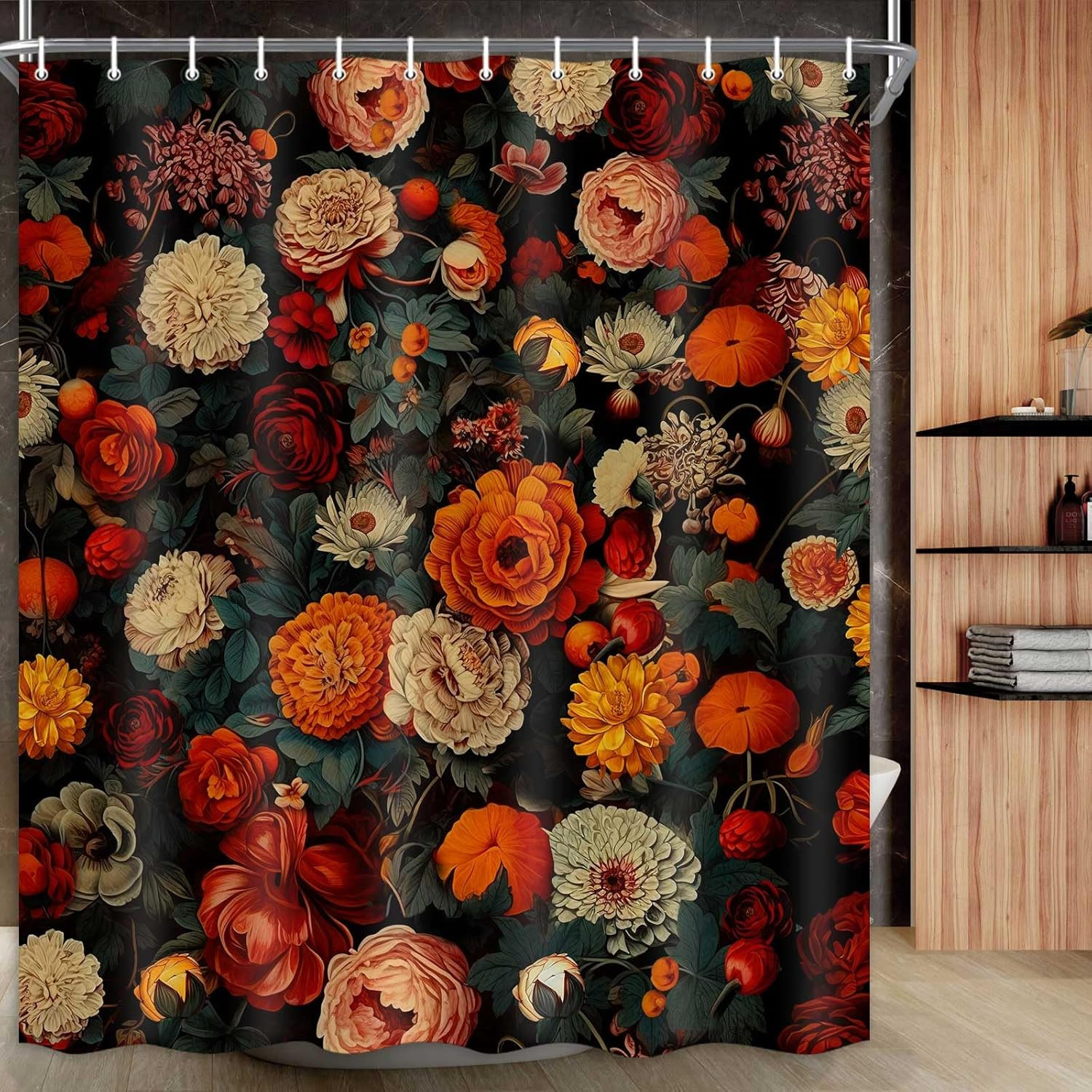 Custom Printed Bath Curtain — custom printed polyester bath curtain detail view