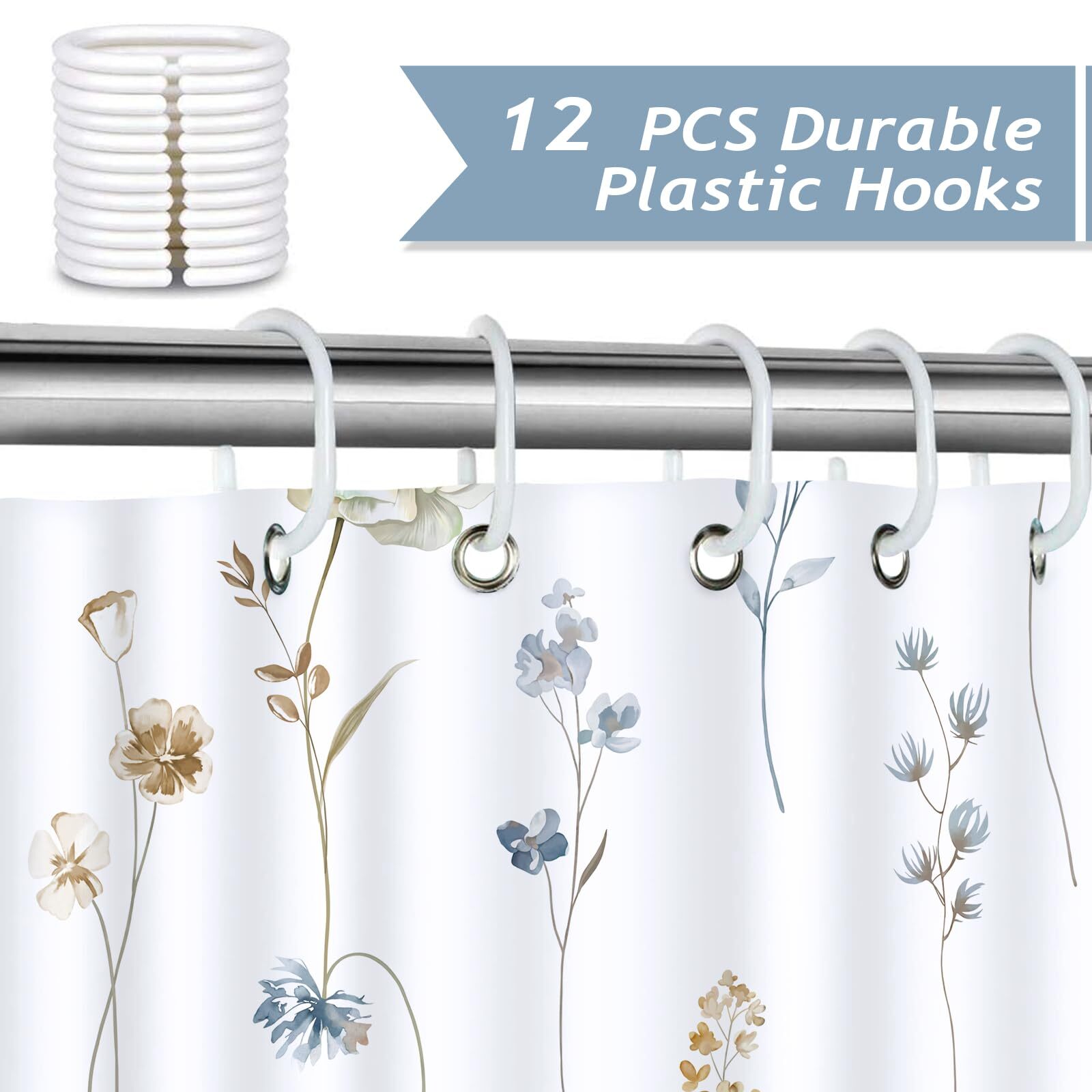 Custom Printed Bath Curtain — custom printed polyester bath curtain detail view