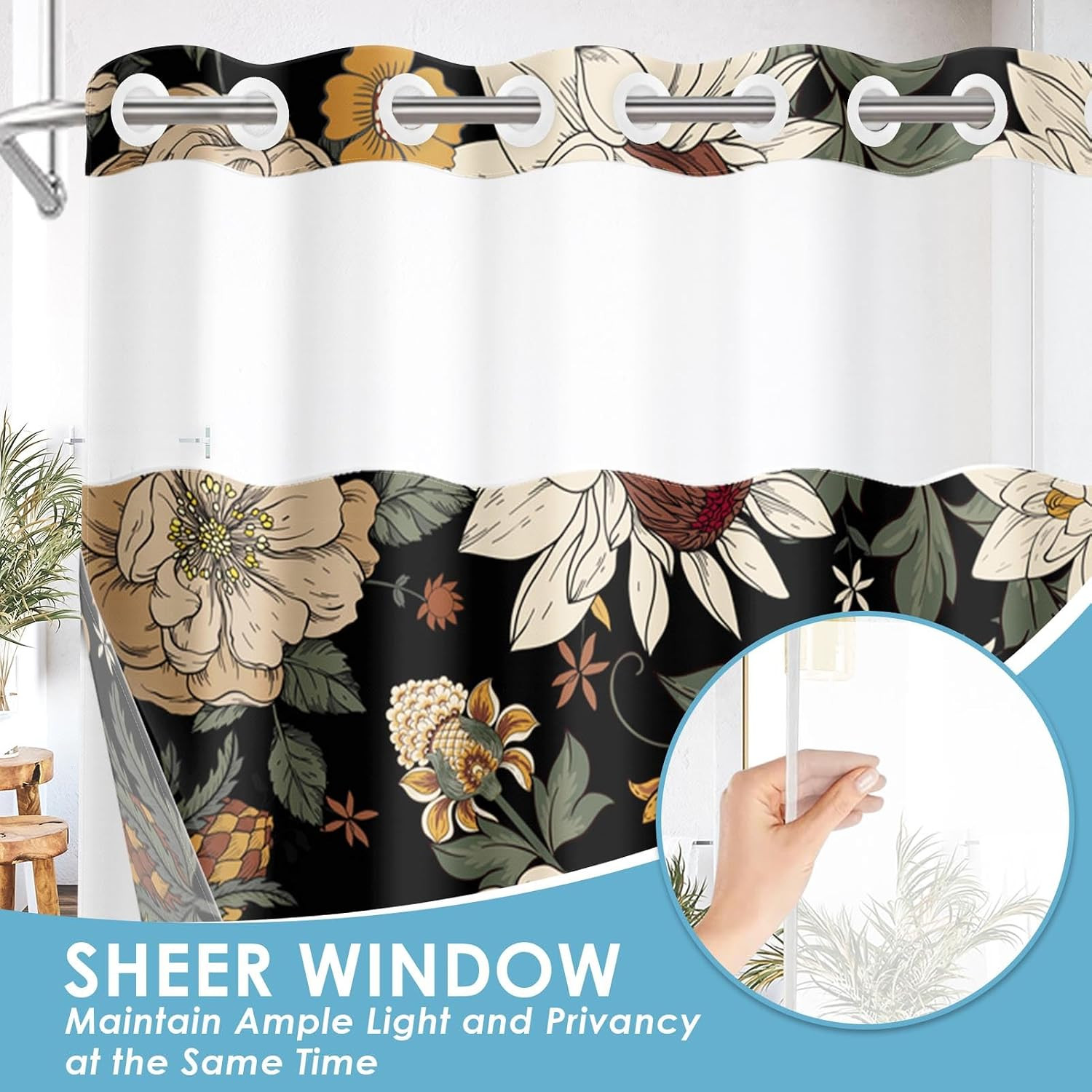Custom Printed Bath Curtain — custom printed polyester bath curtain detail view