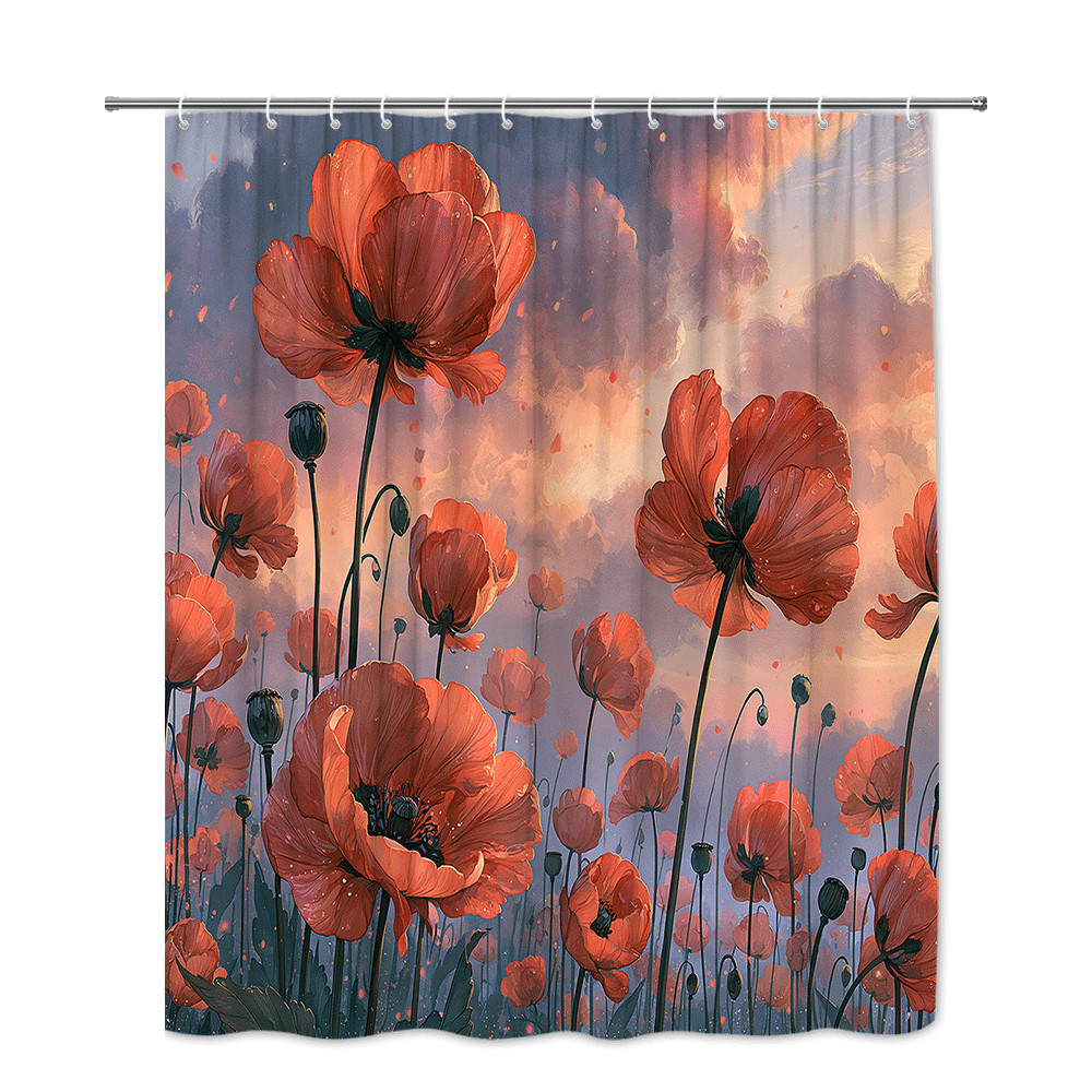 Custom Printed Bath Curtain — custom printed polyester bath curtain detail view