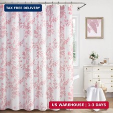Pink Floral Shower Curtain,Vintage Cotton Cottagecore Shower Curtains for Bathro — custom printed polyester bath curtain