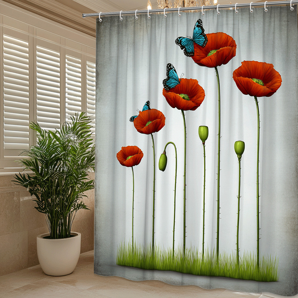 Custom Printed Bath Curtain — custom printed polyester bath curtain detail view