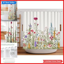 Floral Shower Curtain 72 Inch Waterproof Sage Green Polyester Botanical Plant — custom printed polyester bath curtain