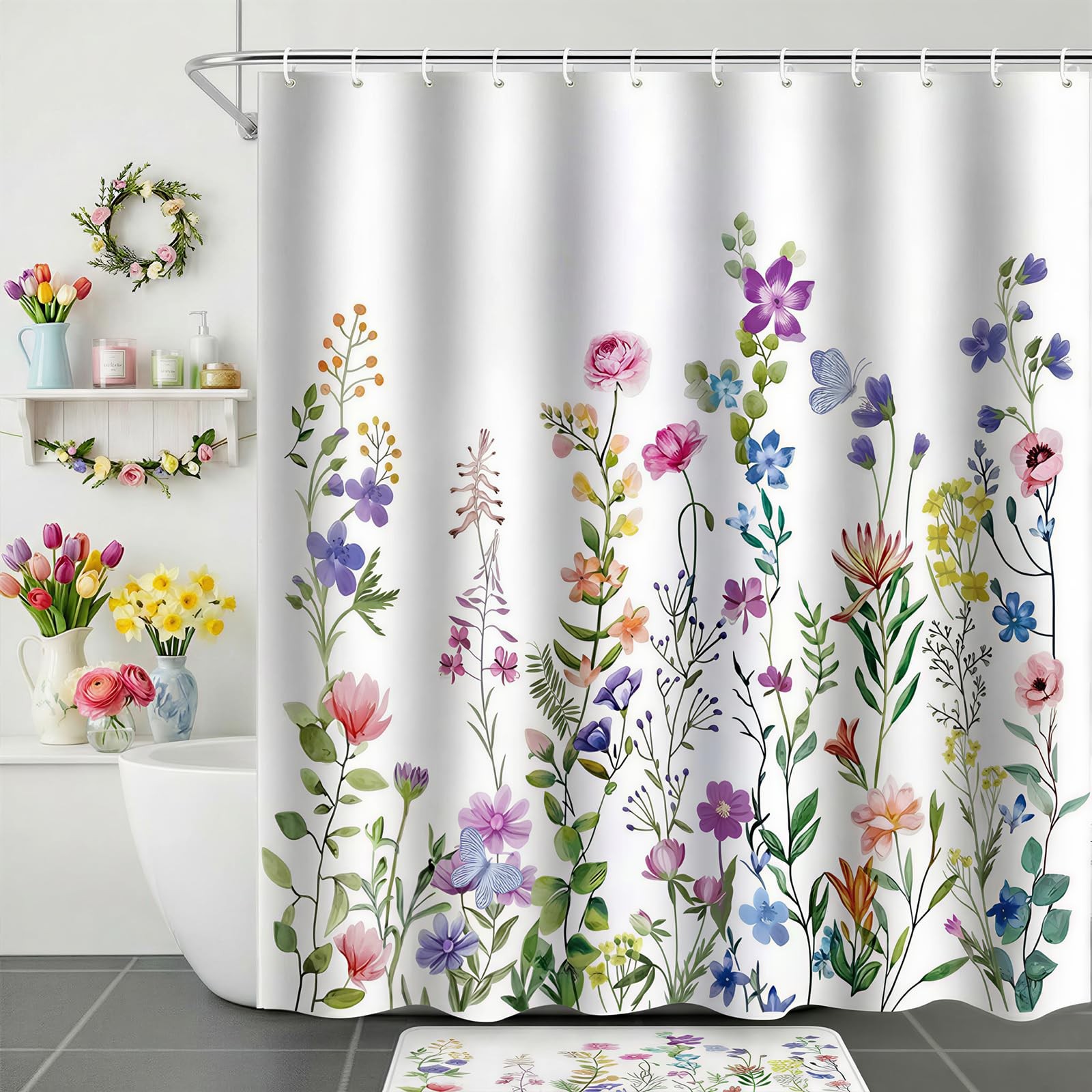 Custom Printed Bath Curtain — custom printed polyester bath curtain detail view