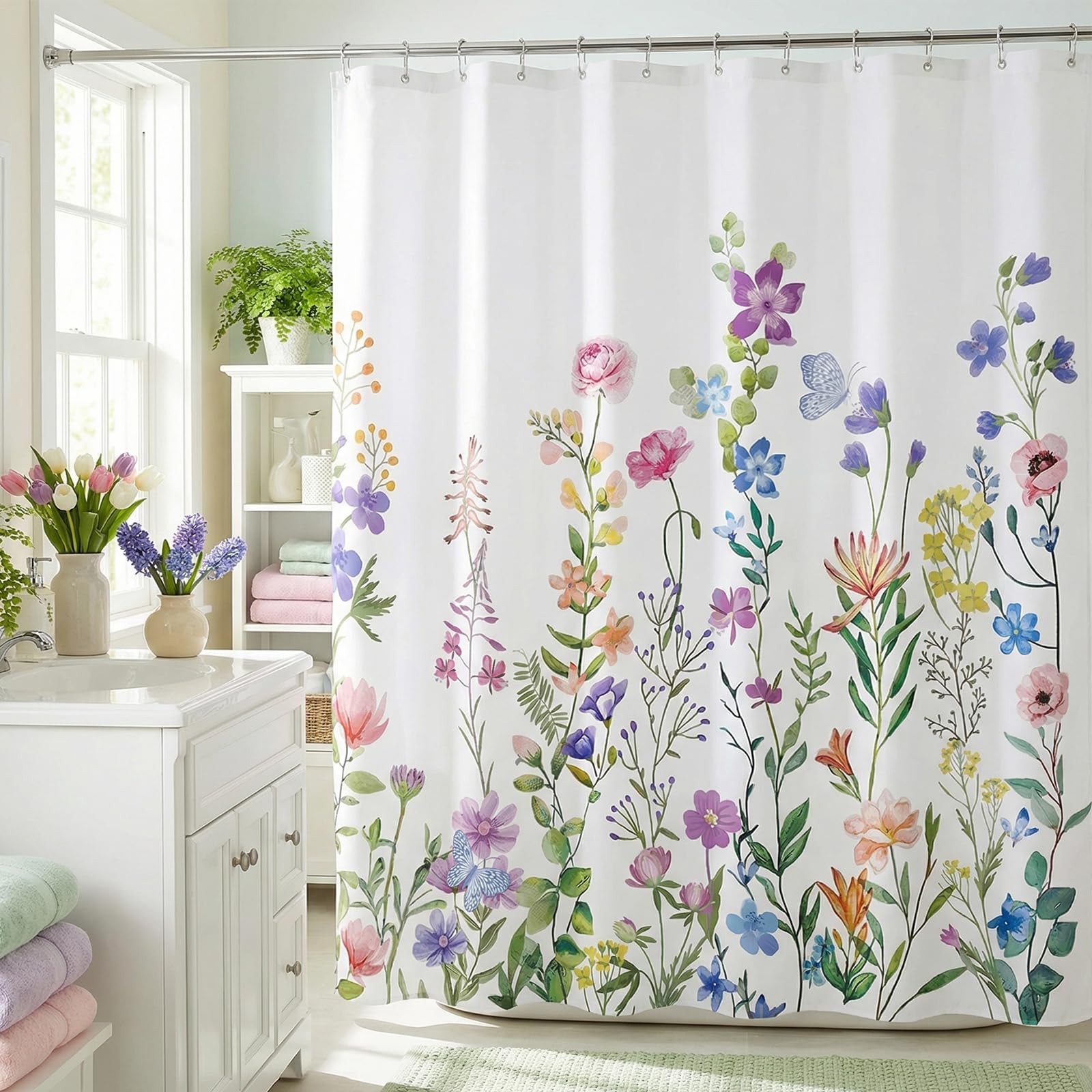 Custom Printed Bath Curtain — custom printed polyester bath curtain detail view