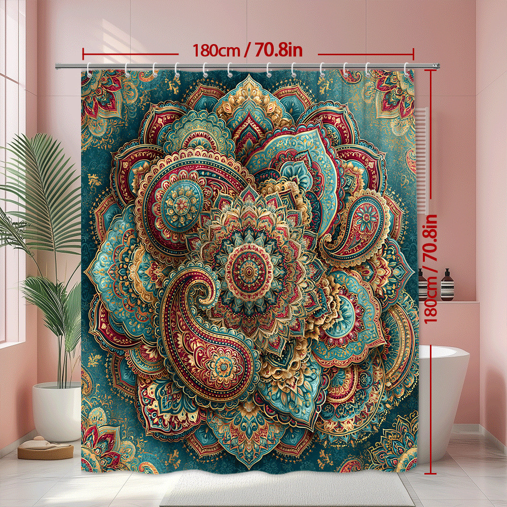 Custom Printed Bath Curtain — custom printed polyester bath curtain detail view