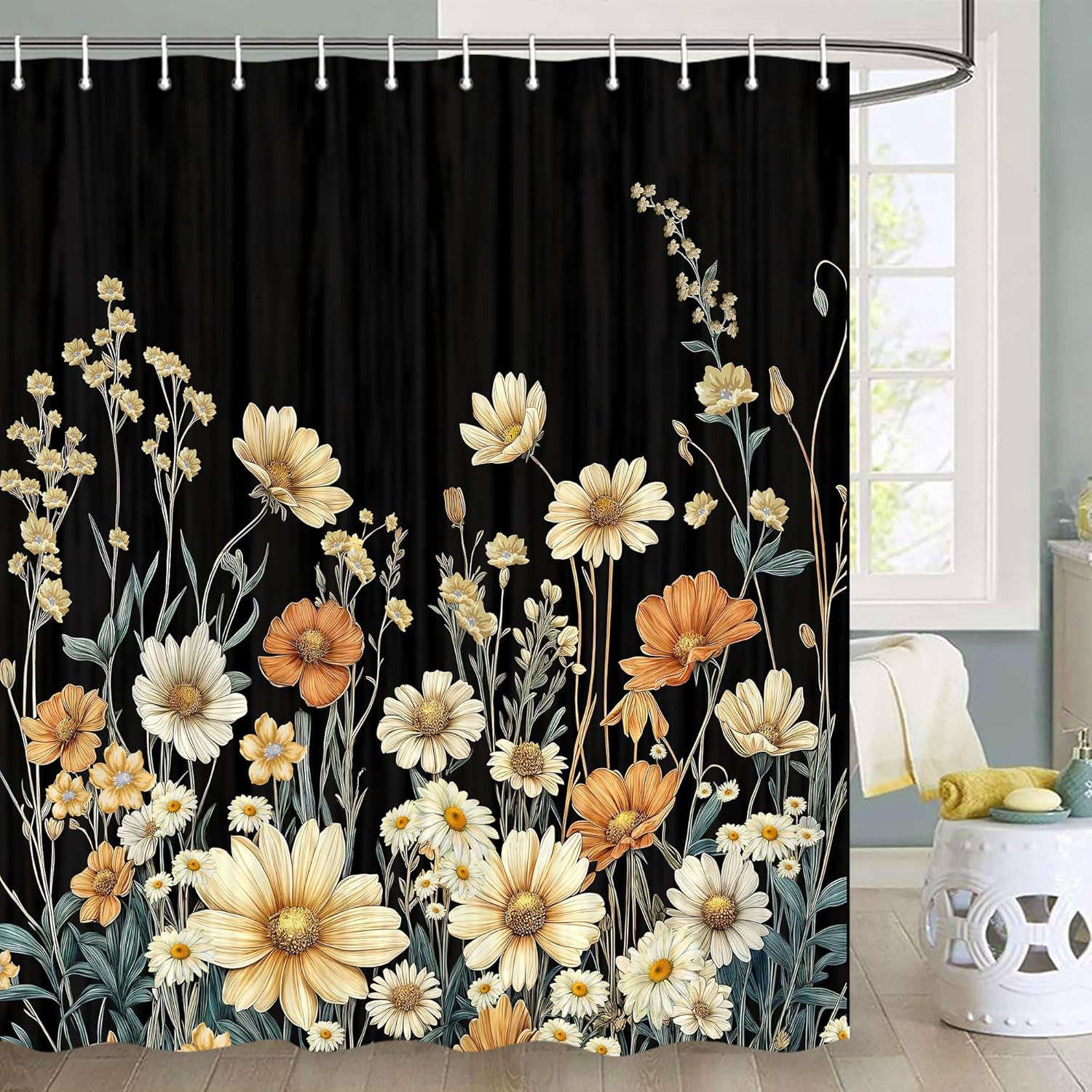 Custom Printed Bath Curtain — custom printed polyester bath curtain detail view