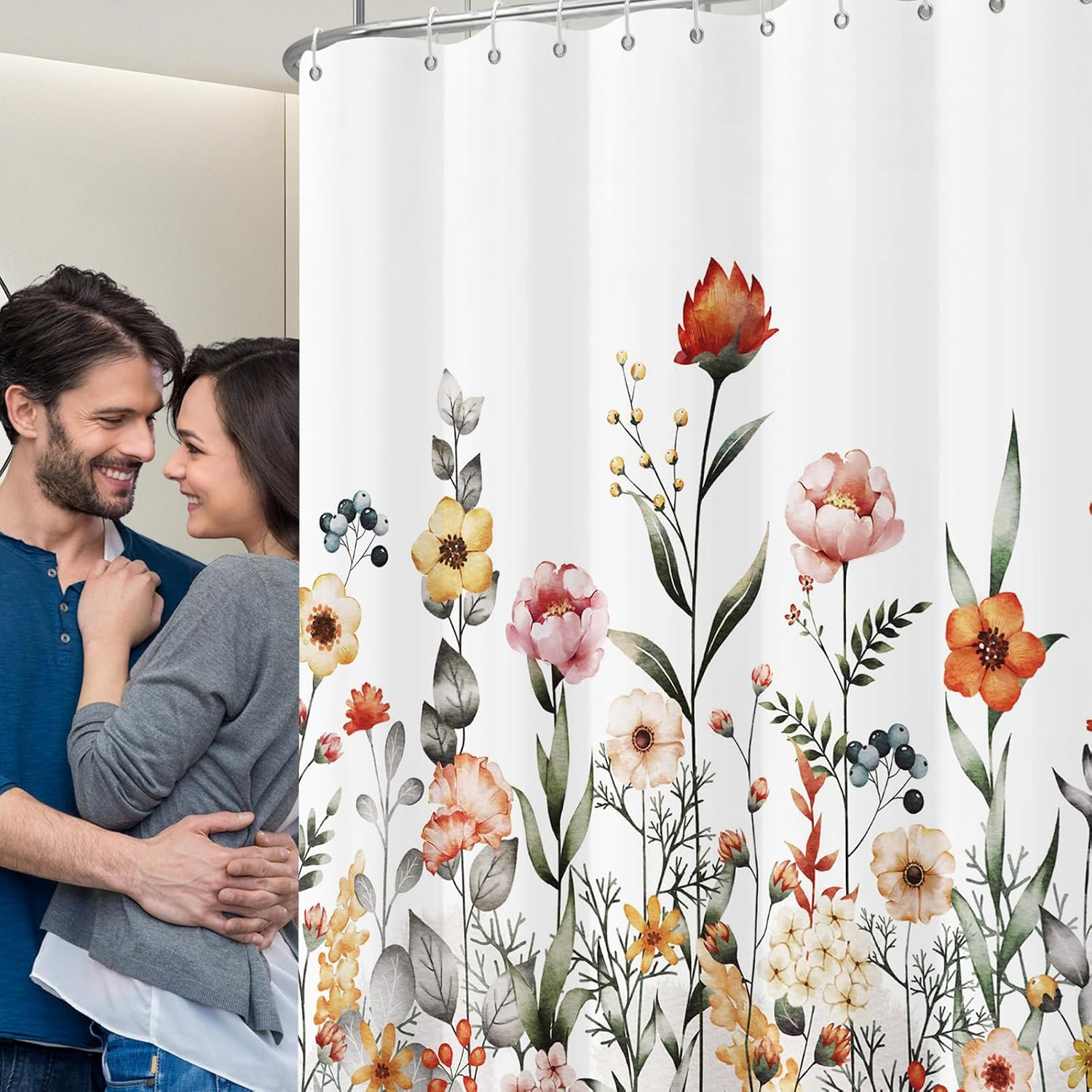Custom Printed Bath Curtain — custom printed polyester bath curtain detail view