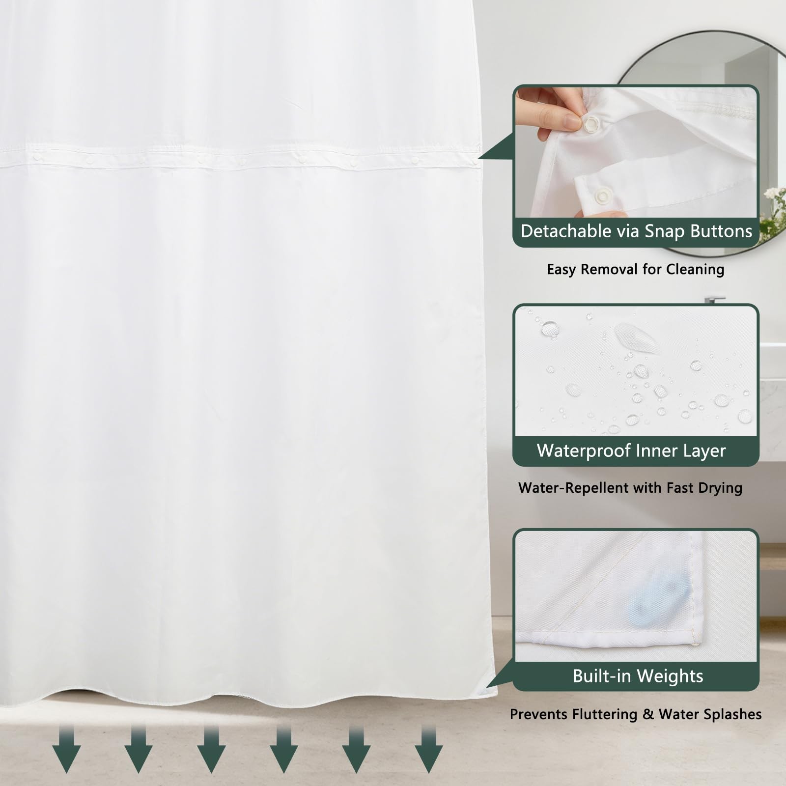 Custom Printed Bath Curtain — custom printed polyester bath curtain detail view