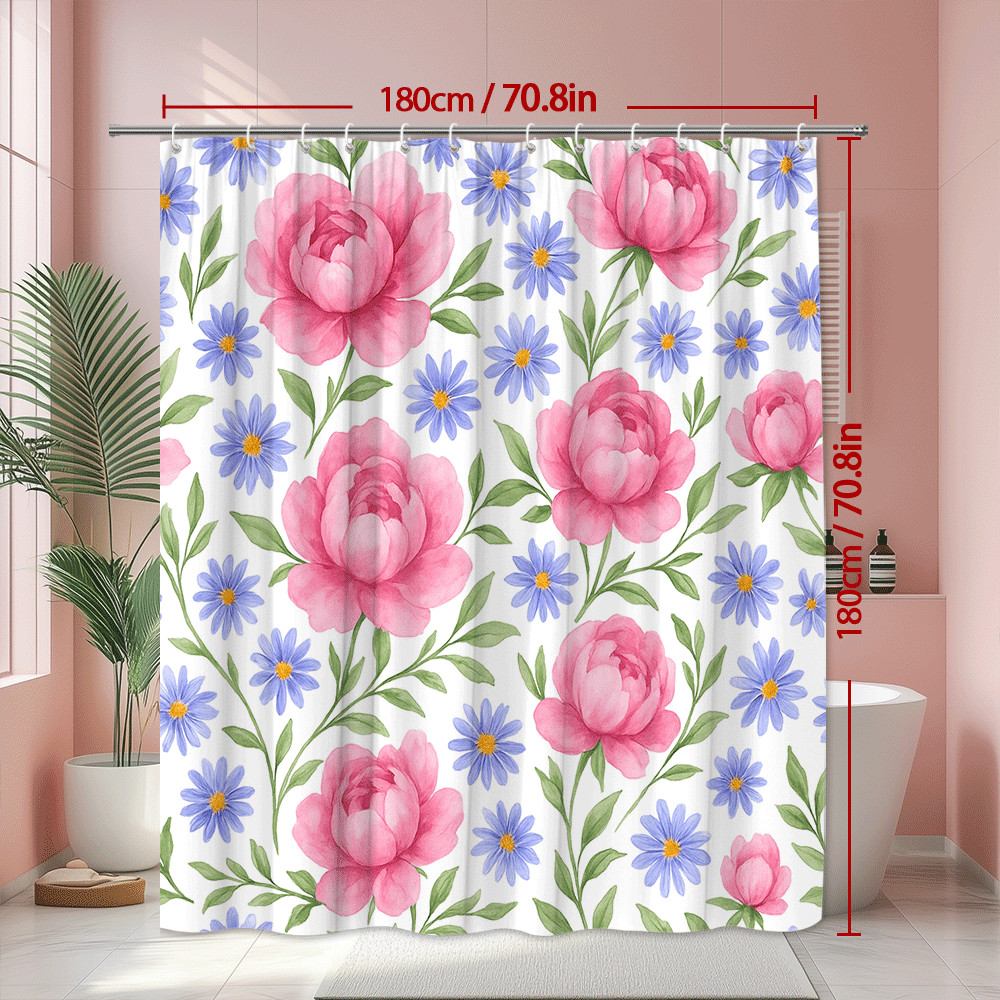 Custom Printed Bath Curtain — custom printed polyester bath curtain detail view