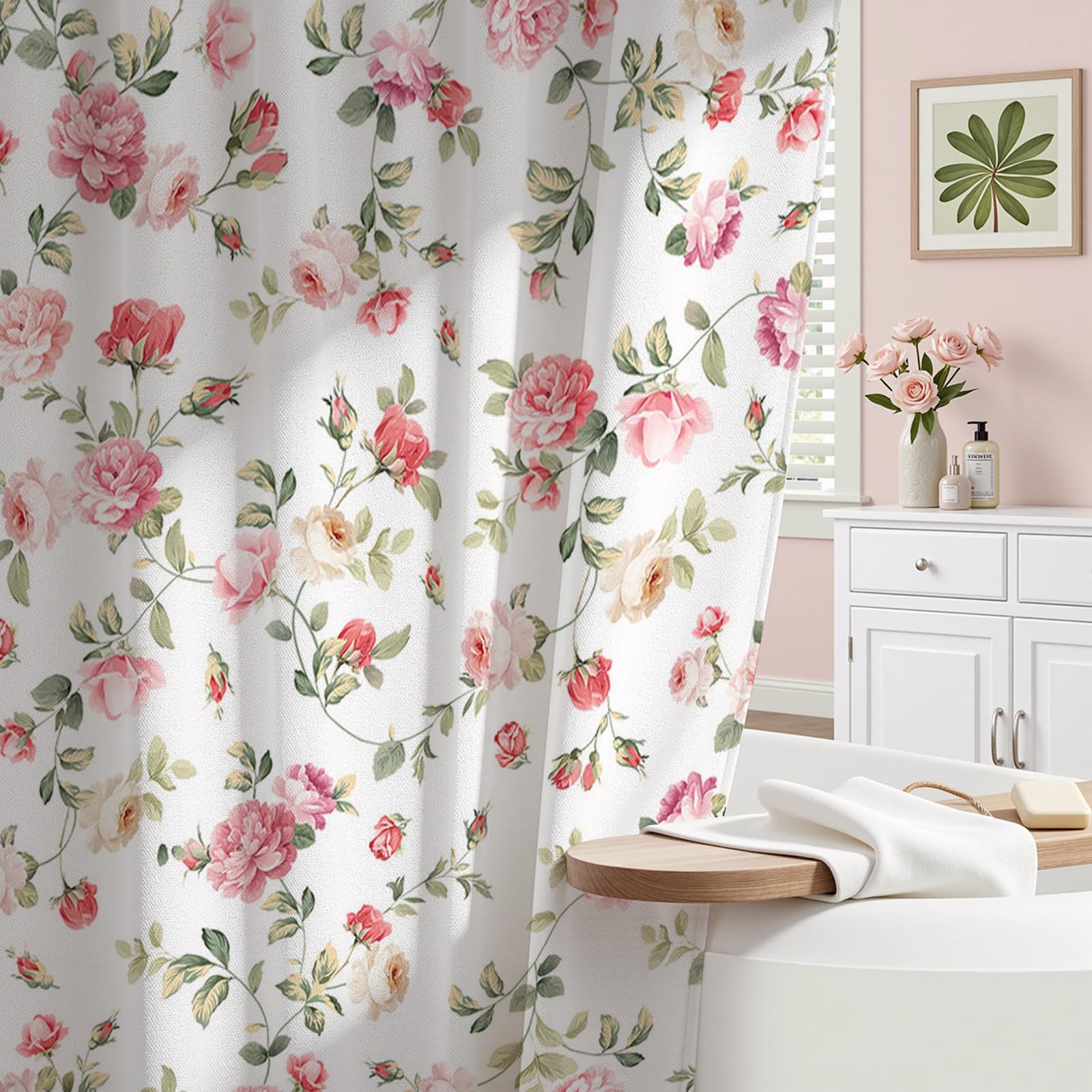 Custom Printed Bath Curtain — custom printed polyester bath curtain detail view