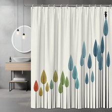 Abstract Leaf Print Shower Curtain Colorful Tree Design — custom printed polyester bath curtain